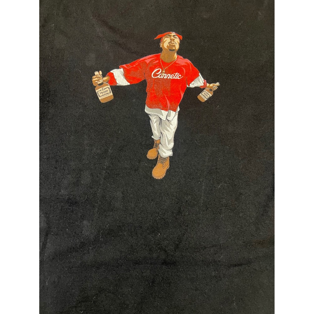 Connetic Tupac Shakur Hennessy Graphic Tee Mens Medium Black Streetwear T-Shirt